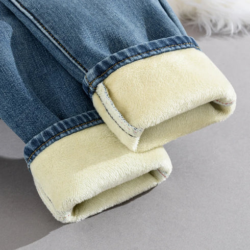 Retro Blue Slim Fit Stretch Tapered Jeans for Women