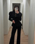 Elegant Black Blazer with Gold Buttons