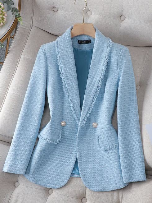 Casual Slim Fit Blazer in Blue for Women