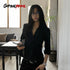 Genayooa Vintage Casual Black Shirt for Women
