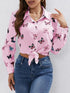Women's Long-Sleeved Butterfly Print Loose Shirt
