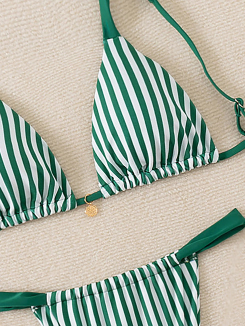 Floral Print Triangle Bikini Set with Brazilian Bottoms