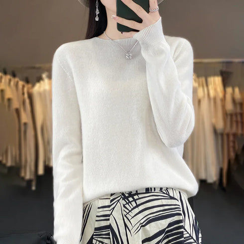 100% Merino Wool Long Sleeve Sweater for Women