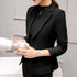 Black Women Blazer Slim Fit Office Work Jacket with Pockets