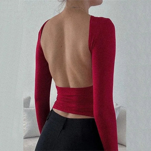 Backless White Crop Top for Women