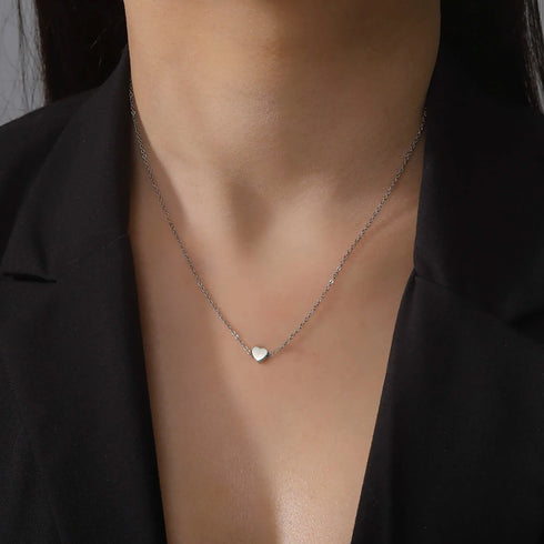 Mini Black Heart Pendant Necklace for Women