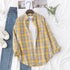 Elegant Women's Plaid Shirt 2025 New Ladies Large Size Casual Loose Lapel Long Sleeve Blouse&Tops Female Lapel Checked Clothing