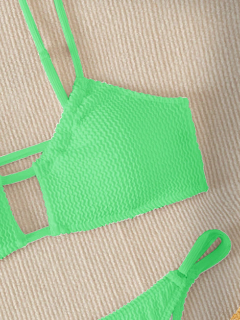 Green Cutout Bikini Swimsuit for Women