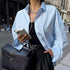 HXAO 2025 Shirts Blouses New Long Striped Shirt Women Long Sleeve Casual Shirts Large Tops Summer Plain Button Up Shirts 088