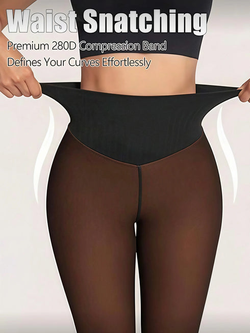 Women's Black Thermal Leggings - Fleece Lined