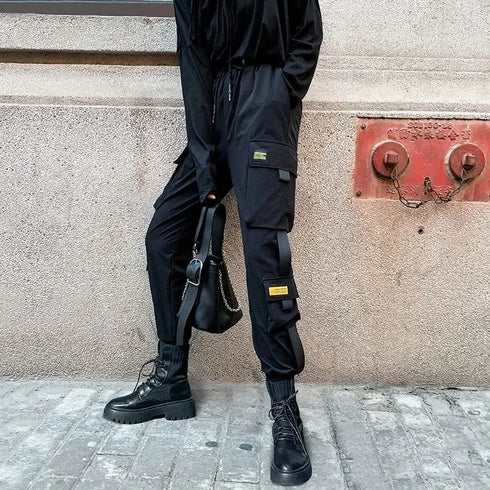 Women's Black Cargo Pants with Pockets