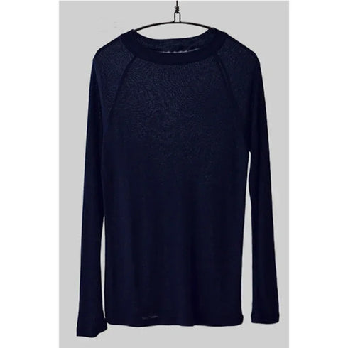 Casual Long Sleeve T-Shirt in Blue and Navy
