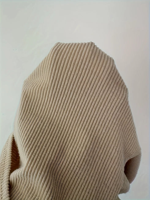 Elegant Asymmetrical Long Sleeve Pleated T-Shirt in Beige