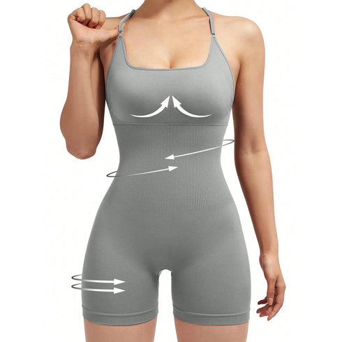 Criss Cross Backless Cami Sports Romper
