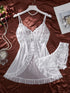 Lace and Mesh Ruffle Babydoll Nightgown