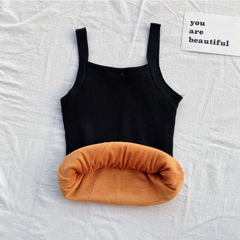 Autumn Winter Fleece Knit Tank Tops Women Thin Strap Sleeveless T-Shirt Female Backless Basic Tops Camis Lady Casual Solid color