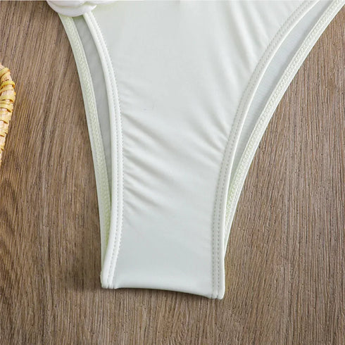 Floral Bandeau Thong Bikini Set for Women