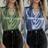 Autumn light luxury high-end long-sleeved versatile age-reducing satin shirt for women