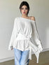 Sexy Thin See Through Long sleeve Oversize T shirt Women Bandage Off shoulder Top Female Basic Long Tees Korean Chic Lady New