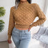 Hollow Out Long Sleeve Knitted Crop Top in Grey and Khaki
