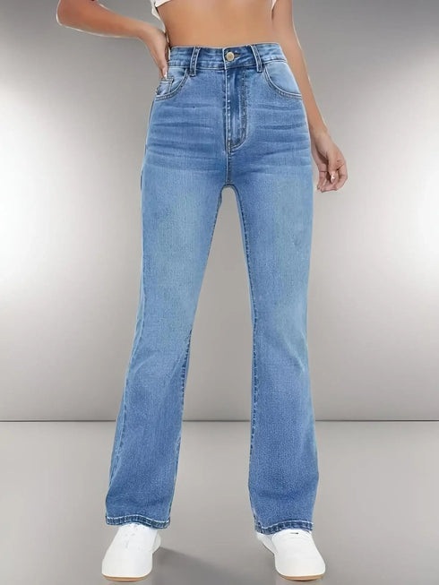 Women's High Waist Flare Jeans in Blue