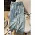 Womens High Waist Loose Fit Straight Leg Denim Jeans
