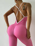 Seamless Yoga Jumpsuit with Spaghetti Straps