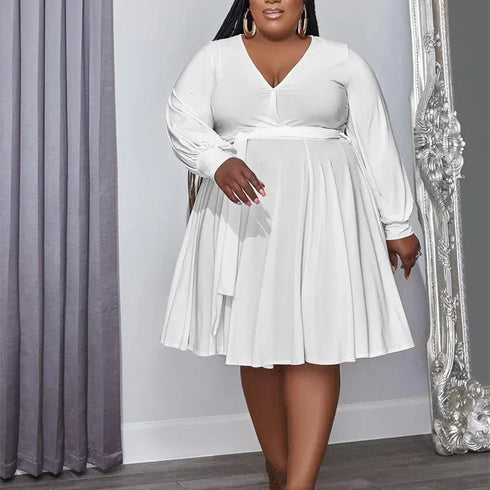 Plus Size V-Neck Casual Maxi Dress XL-5XL