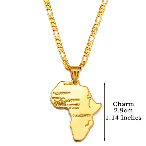 Anniyo Africa Map Pendant Necklace - Silver & Gold