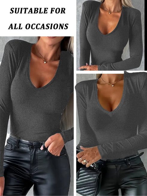 Women's V-Neck Long Sleeve Athletic Tee
