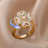 Four Clover Rotating Anxiety Ring - Adjustable Gold