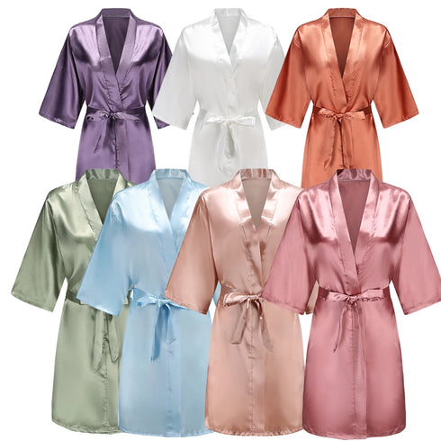 Women's Satin Short Robes for Bridesmaids and Parties