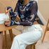 Sheer Print Mesh Crop Top with Long Sleeves