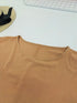 Plus size solid color khaki women round neck bat wing sleeves loose shirt waterfall top
