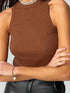 Ribbed Knitted Off-Shoulder Summer Tank Top