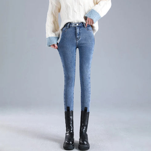 Women's High Waist Thermal Denim Jeans