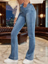 High Waist Flared Jeans with French Seam Detail