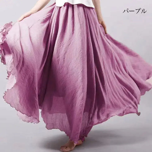 Fashion Clothes Women Clothing Skirts Vintage Y2k Elegant Bohemian Cotton Linen Long Skirt Casual Style