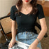 Basic V-neck Ribbed Summer Pullover Sweater