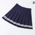 High Waist Pleated Skirt with Cross Embroidery