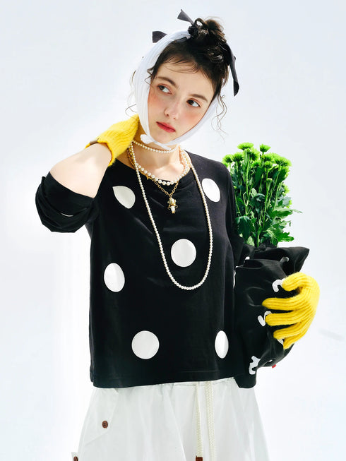 Imakokoni Polka Dot Long Sleeve Casual T-Shirt