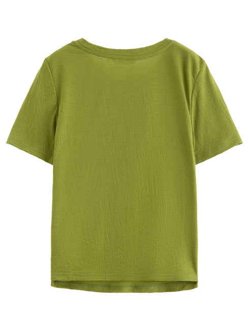 DUSHU Women's Green and Grey Layered Knit Top