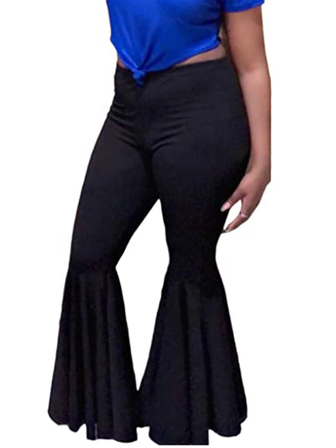 Plus Size Black Flare Pants for Women