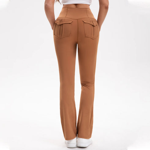 Women's High Waisted Flared Yoga Pants with Pockets