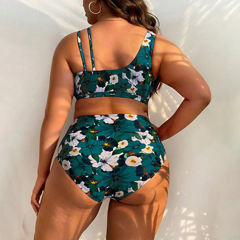 Floral Plus Size High Waist Bikini Set