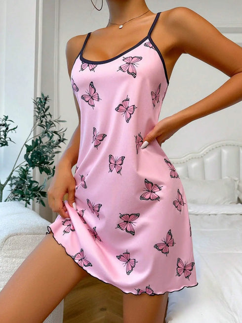 Butterfly Print Nightgown for Women