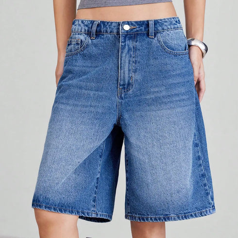 High-Waisted Loose-Fitting Denim Shorts for Women