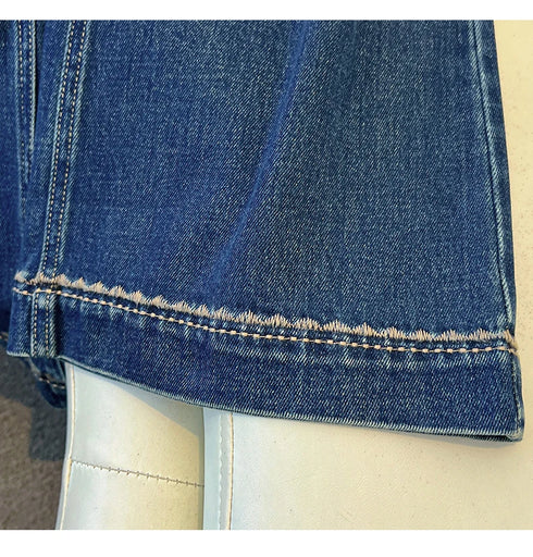 Wide Leg Denim Jeans with Scarf Belt