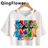 Kawaii Anime Cartoon Tee for Women - V-Neck Short Sleeve Top