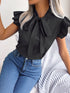 Women's Ruffle Short Sleeve Chiffon Blouse
